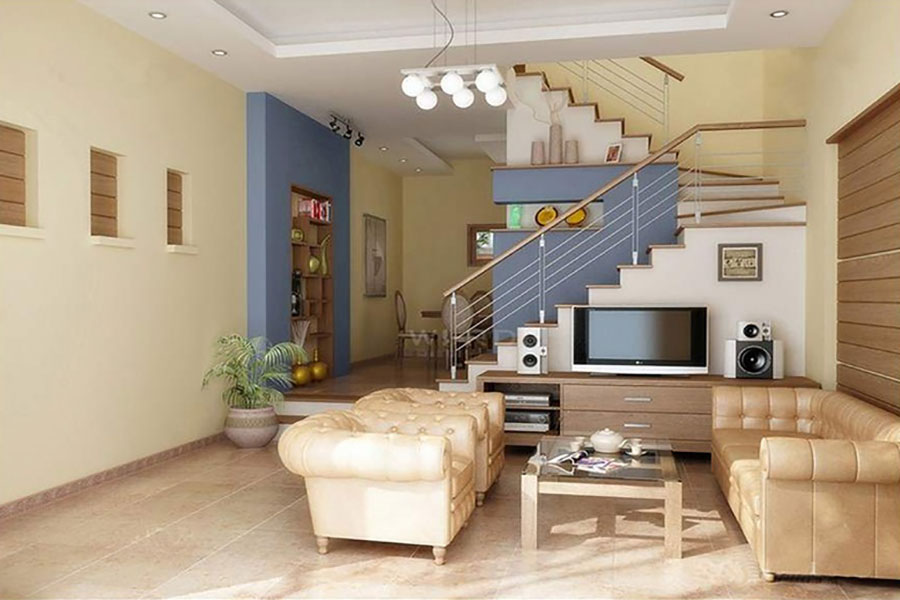 màu sơn tường đẹp cho phòng khách nhà ống